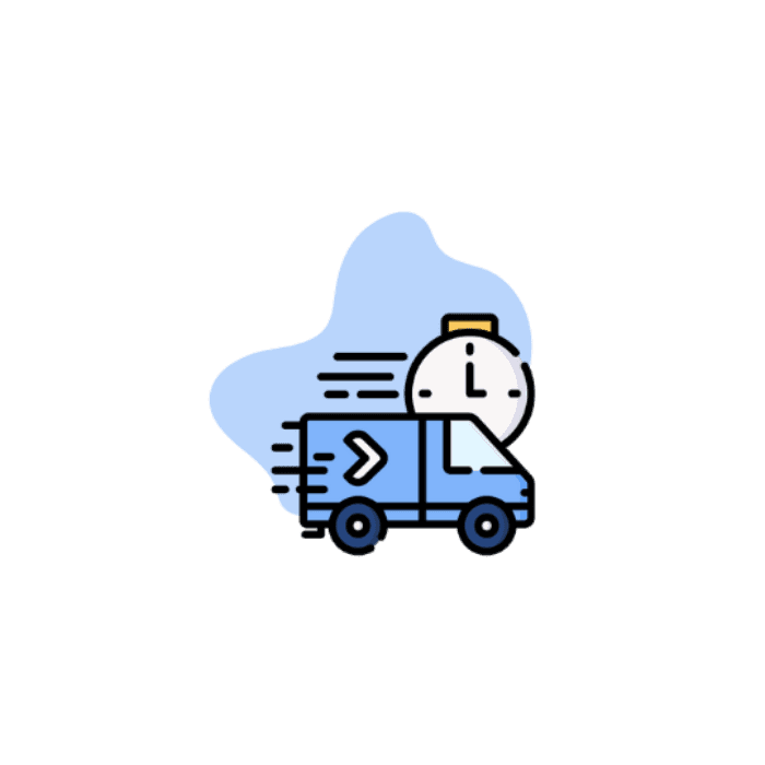 Icon of a delivery truck with a clock, symbolizing time-sensitive shipping.